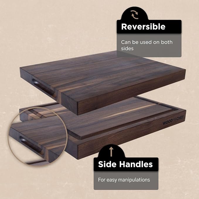 Extra Large XL Cutting Board from American Walnut - Heavy Reversible Butcher Block with Juice Groove for Cutting Meat and Juicy Veggies Easily - Walnut Chopping Board - 24x18x1.5"