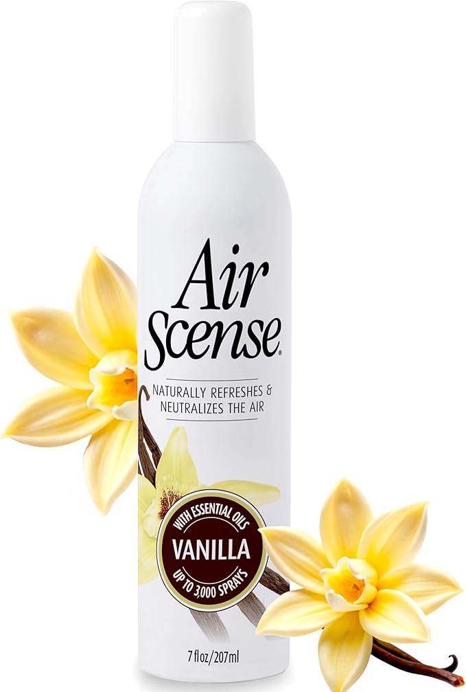 Air Scense Air Freshener Deodorizer Room Spray for Bathroom & Home, Essential Oils, Natural Vanilla - 7 fl oz (12 Pack)