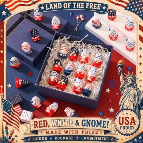 Thenshop 20 Pcs Patriotic Gnome Soft Relief Favors Bulk 4 Designs