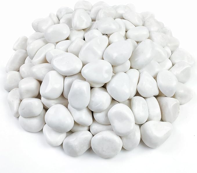 FANTIAN 20 lbs White Pebbles for Landscaping, River Rocks for Plants Indoor | White Landscape Rocks, Decorative Stones for Planters Outdoor Garden Backyard Aquarium Vase Filler and Bird Bath