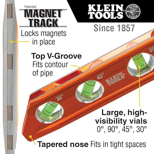 Klein Tools 9216 Tape Measure and 935AB4V Level