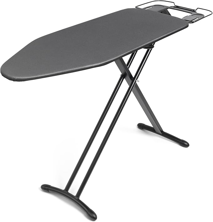 Duwee 17"x46" Ironing Board Full Size,Deluxe Ironing Board with Iron Rest | Heat Resistant Cover and Thicken Felt Pad, Adjustable Height,Heavy Sturdy Legs,Black