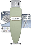 oleaf Ironing Board with Cover and Thicken Pad Height Adjustable Full Size Foldable Iron Board with Iron Rest, Stable Steel Legs, Metal Construction, Heat Resistant, Light Green
