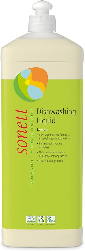 Sonett Organic Dishwashing Liquid Organic 100% Biodegradable Lemon, 34 Fl.Oz (1 Count)