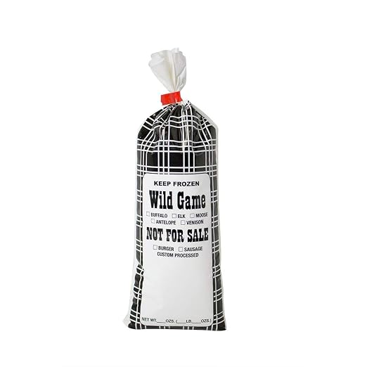 UltraSource Wild Game Freezer Bags/Meat Chub Bag, Printed "Not for Sale" for Ground Meat or Sausage (1lb capacity - 1000 bags, Black Plaid)
