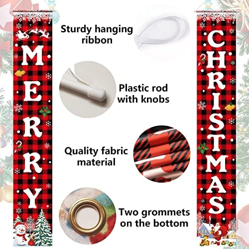 Christmas Decorations Merry Christmas Banner Xmas Porch Door Sign 72"X12"