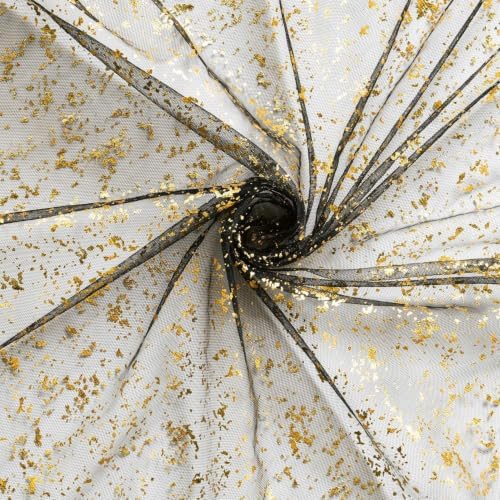 Artoid Mode Black Gold Gauze Table Runner 120 Inch 10FT, Glitter Metallic Foil Sheer Dining Wedding Anniversary Holiday Birthday Table Decor for Home Party