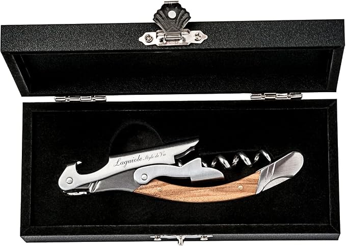 Laguiole Style de Vie Corkscrew, Bottle Opener with Foil Cutter, Olive wood