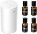 Airversa Waterless Essential Oil Diffuser Starter Kit with 4 x 10mL Hotel Scent Fragrance Oil, Battery Operated Mini Scent Air Machine Portable Diffuser for Home Car Office, AN8 Kit White