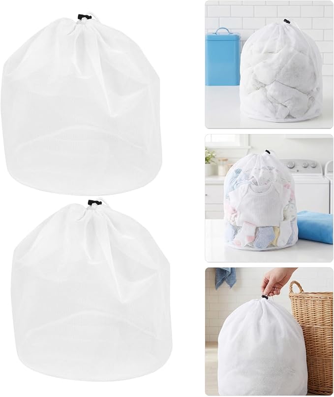 Toddmomy 10pcs Reusable Mesh Laundry Bags with Drawstring Closure 27.6x20in Polyester Clothes Washing Machine Net Organizer for Delicate Socks and Everyday Clothing Multi-purpose Laundry
