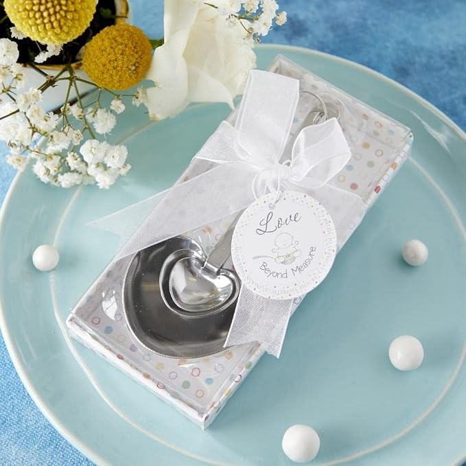Kate Aspen Love Beyond Measure Heart Shaped Measuring Spoons in Gift Box - Set of 24 - Guest Gift, Party Souvenir Favor or Decorations for Baby Shower