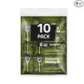 Travel Shaving Kit with Razor, Shaving Cream, Washcloth and Aftershave Wipe, Men's Disposable Grooming Pack (Green) (10)