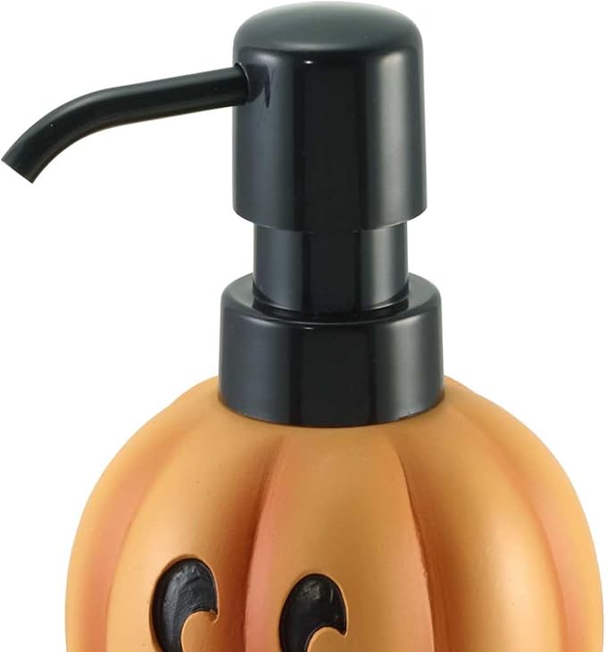 Avanti Linens – Soap Dispenser, Decorative Lotion Pump for Bathroom or Kitchen Countertop, Hand Painted Resin Halloween Decor (Stacked Pumpkins)
