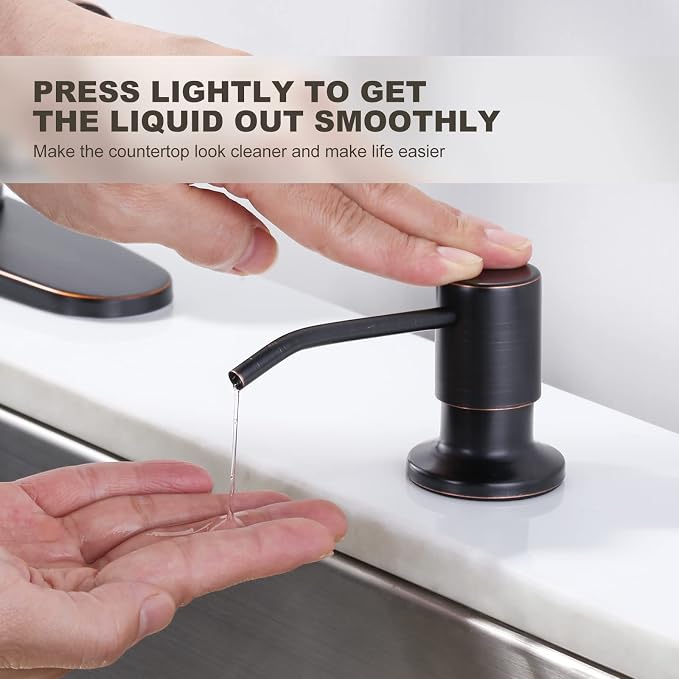 Oil-Rubbed Bronze Kitchen Faucet with Soap Dispenser, WOWOW Stainless Steel Kitchen Faucets for Sink, Pull Down Kitchen Faucet Single Handle High Arc Kitchen Sink Faucet with Deck-Plate