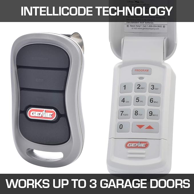 Genie Authentic Garage Door Opener Remote and Wireless Keypad Combo Pack | 3-Button Remote and Wireless Keypad Bundle, Models G3T-R and GK-R, Intellicode Security, Both Compatible with Genie Openers