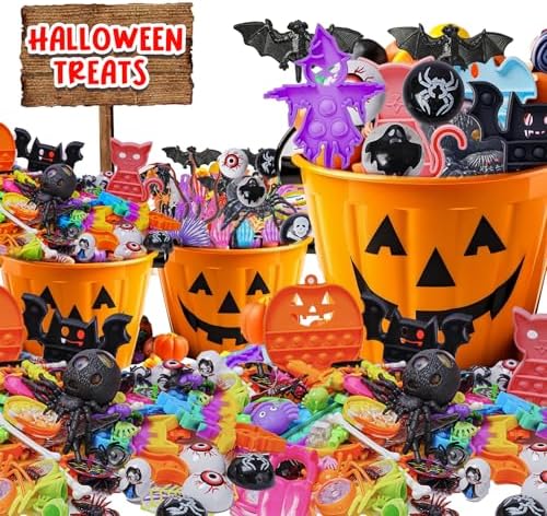 650Pcs Halloween Party Favors for Kids, Bulk Fidget Toys for Party Supplies, Halloween Treats Non Candy School Classroom Carnival Prizes, Treasure Box Toy Chest, Halloween Gifts, Goodie Bag Stuffers