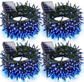 Solar Christmas Lights Outdoor 4 Pack 152FT 400LED Fairy String Lights Blue
