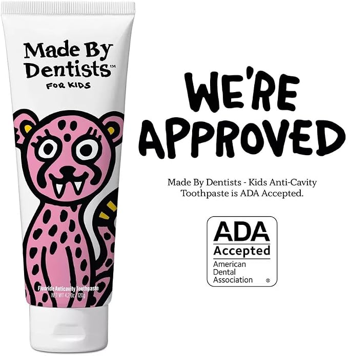 Made By Dentists - Toothpaste for Kids - Cheetah Dust (Strawberry) 3 Pack