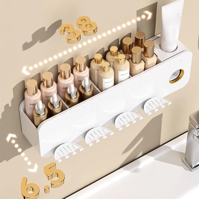 Toothbrush Rack Toothbrush Rack Free Punching Wall-Mounted Mouthwash Cup Brush Color Tooth Cup Wall-Mounted Bathroom Shelf Family Rack Bathroom Toothbrush Holder