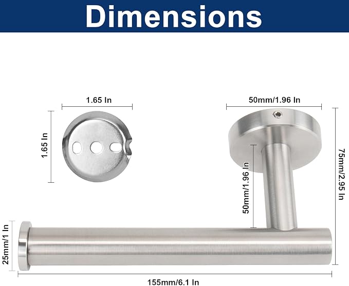 NearMoon Bathroom Toilet Paper Holder, Premium SUS304 Stainless Steel Rustproof Wall Mounted Toilet Roll Holder for Bathroom, Kitchen (4 Pack, Brushed Nickel)