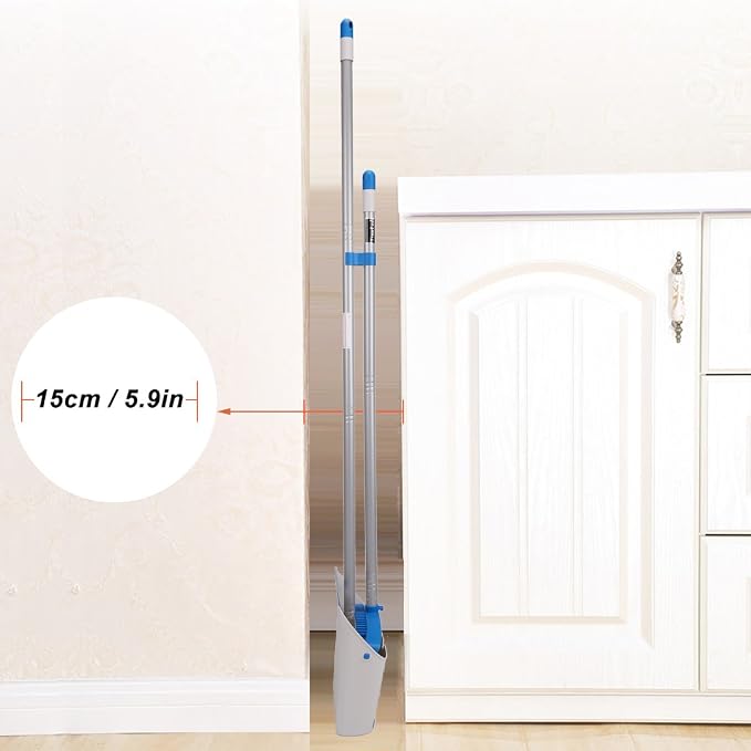 TreeLen Long Handle Broom and Dustpan Set,Upright Dust Pan Combo for Home, Kitchen, Room, Office, Lobby Floor Use Without Bending