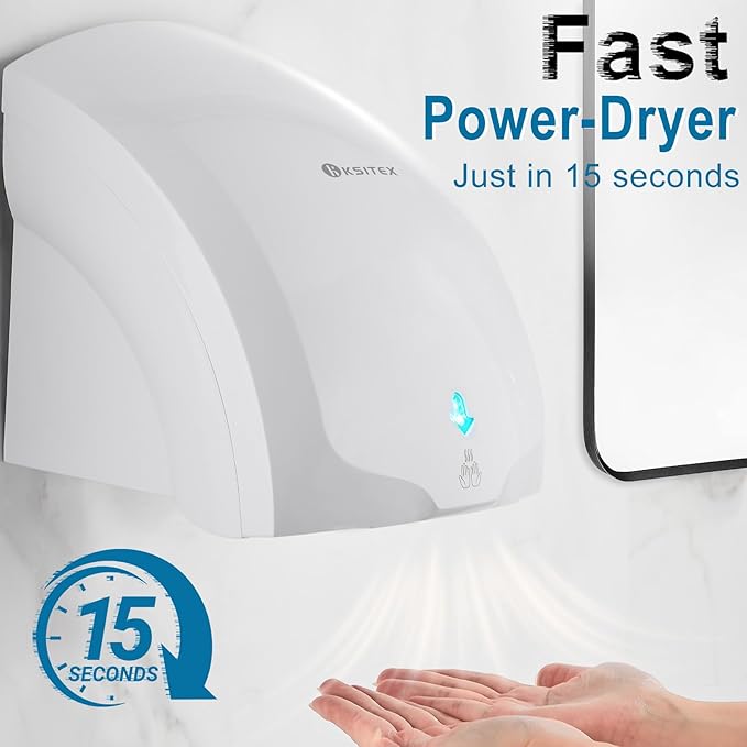 Commercial Hand Dryer Wall Mounted 2PCS, 1600 W Electric Hand Dryer for Bathroom, Automatic High Speed Warm Wind Hand Blower, 110V Plug in, 10s-15s Second Dry, for Industry Business Restrooms