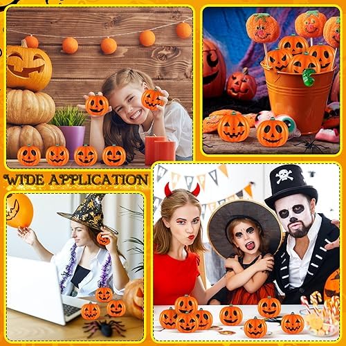 Leyndo 80 Pcs Halloween Pumpkin Stress Balls Halloween Goodie Bag Stuffers