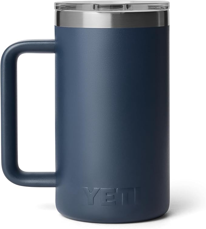 YETI Rambler 24 oz Ceramic Lined Stackable Mug 2.0, Vacuum Insulated, Stainless Steel with MagSlider Lid, Navy
