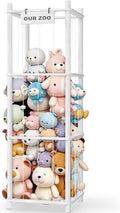 Woodure Stuffed Animal Storage & Organizer, Wooden Cute Zoo Toy Holder for Toddler Rooms, Playrooms & Bedrooms（White）
