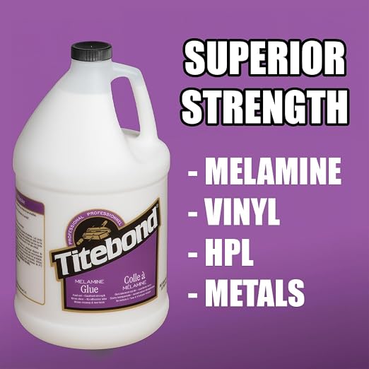 Titebond Melamine Glue, 5 Gal. – Bonds Vinyl, HPL, Wood, MDF & Particleboard, 4017