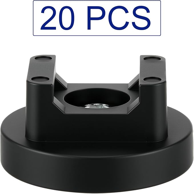 Yookeer 20 Pcs Magnetic Zip Tie Mount Base Black Magnetic Cable Clips Wire Holder Multipurpose Cable Ties Management Base Electrical Supplies for Wire (31 mm)