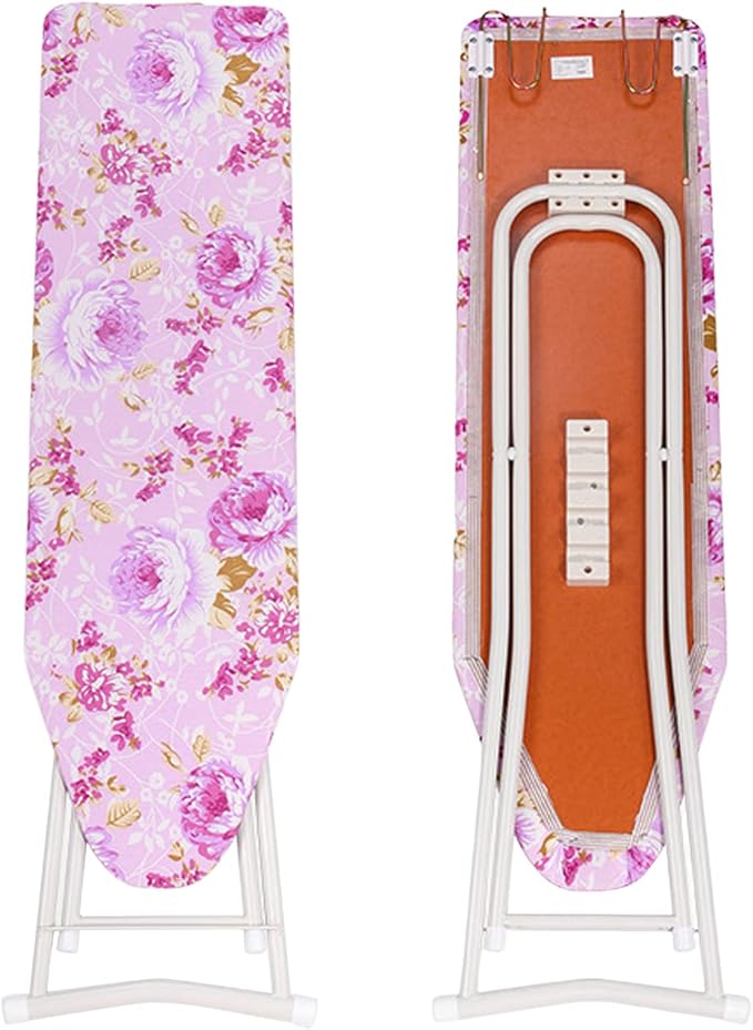 Ironing Board, Height Adjustable Smooth Edge Good Load-Bearing Non-Slip Wear Resistant Ironing Clothes Extra-Wide Clothes Ironing Board with Folding Legs (Flowers)