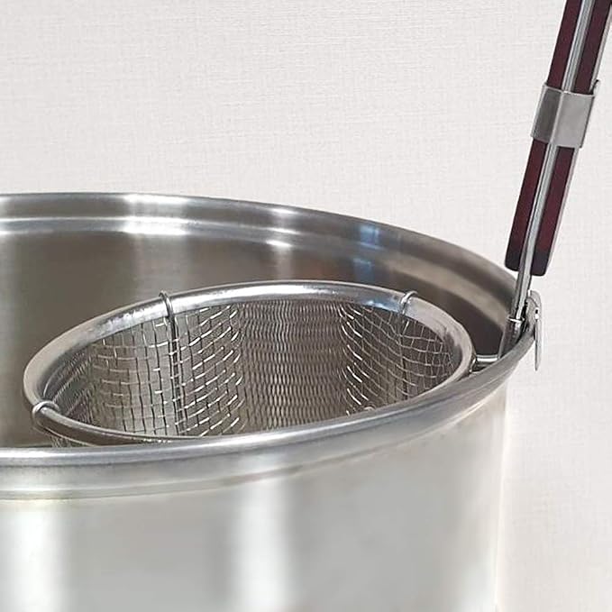 2-Pack Stainless Steel Noodle Strainer Basket with Wood Handle - G+ Life Kitchen Spider for Pasta, Ramen, Dumplings, and Deep-Fried Foods - 5.5 Inch Diameter