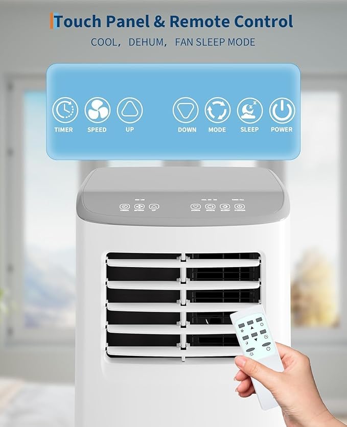 Garvee 3-in-1 Portable Air Conditioner, 8,000 BTU Portable AC Unit with Cooling, Dehumidifier & Fan for Rooms up to 350 sq.ft with Remote Control, Sleep Mode, 24H Timer & Window Kit