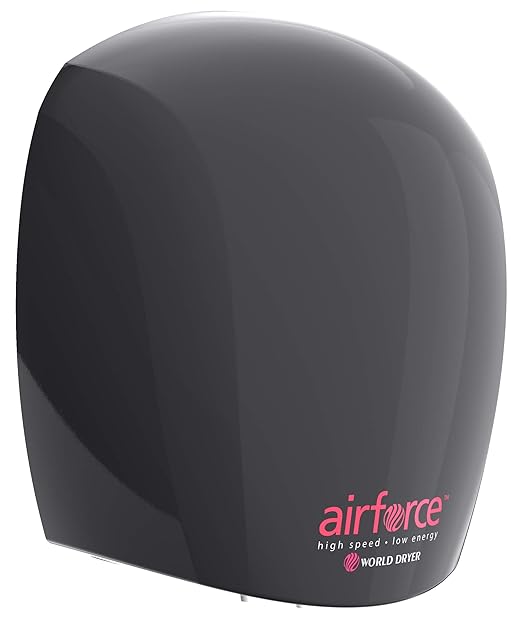 World Dryer - J-162A3 J-162 Airforce Automatic High-Speed Energy-Efficient Hand Dryer Aluminum Cover, Black 110-120V