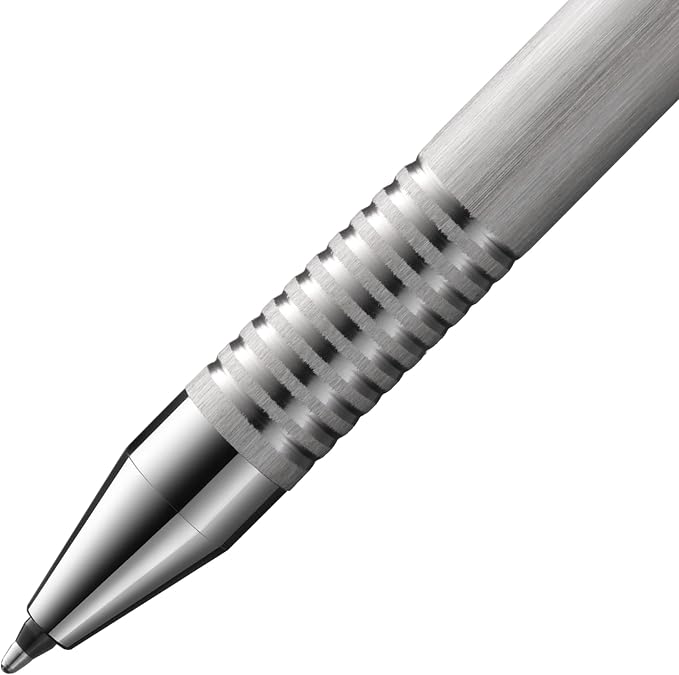Lamy logo twin pen - multifunction pen set - mechanical pencil & ballpoint pen in an elegant stainless steel - incl ballpoint refill M 21 in black, fine line refill M 41 (0.5 mm) & leather case