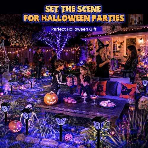 GIGALUMI Solar Halloween Lights Outdoor Decor, Solar Pathway Lights 6 Pack