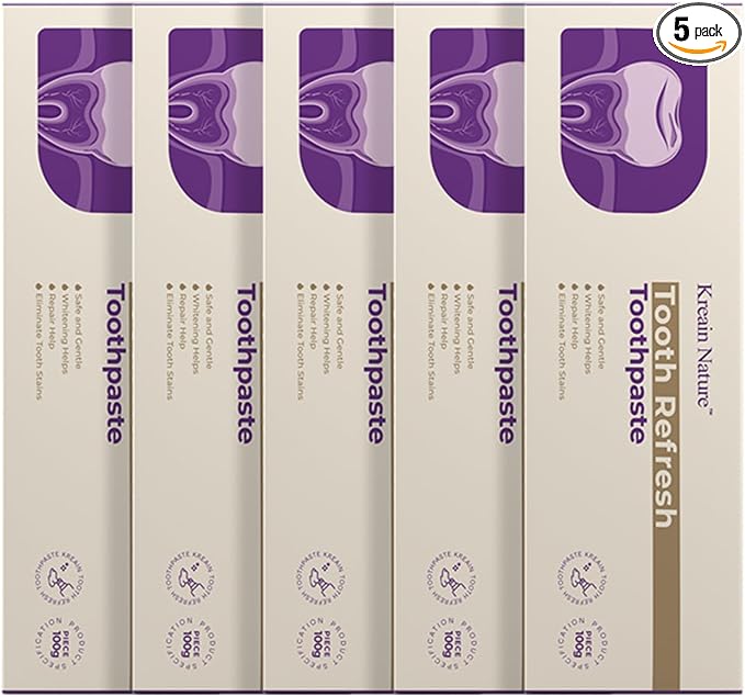 Tooth Refresh Toothpaste, Fluoride-Free, 5 Pack | Whitening Hydroxyapatite Toothpaste, Natural Oral Care, Enamel Repair & Stains Removal, Mom & Dad Gifts
