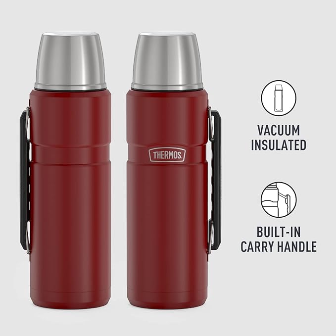 THERMOS Stainless King Vacuum-Insulated Beverage Bottle, 40 Ounce, Rustic Red (Pack of 4)