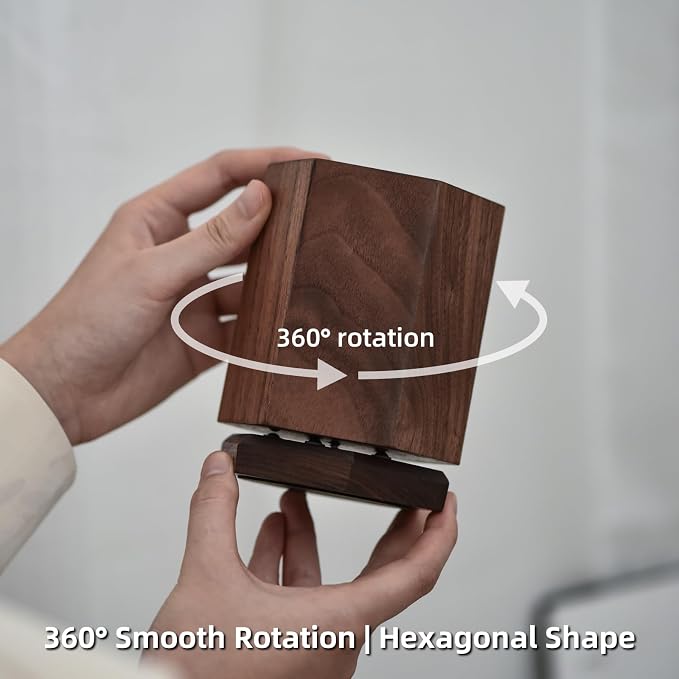 Black Walnut Hexagonal Makeup Brush Holder Makeup Organizer for Vanity 360 Rotating Organizer for Cosmetic Brush & Pen Organizer, Pens Holder, Stationery & Kitchen Utensils Solid Wood