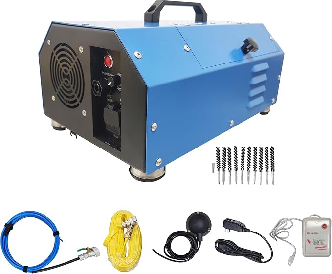 INTBUYING Chiller Condenser Tube Cleaning Machine, 110V/220V Heat Exchanger Tube Cleaner Machine, with Water Spray Rotary Brush, Portable Copper Pipe Cleaner for 0.6-0.7 Inch Pipe Diameter