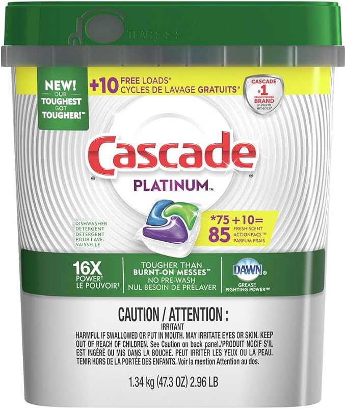Cascade Platinum ActionPacs Dishwasher Detergent, Fresh Scent (85 Count)