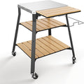 Pizza Oven Stand with Wheels, for Ninja Woodfire | Outdoor prep table for pizza ovens, grills and kitchen work, with movable storage design