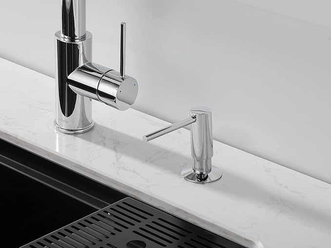 AguaStella ASF026CH Built in Soap Dispenser Chrome for Kitchen Sink with Soap Bottle Countertop Pump