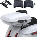 Advanblack 2024 Road Glide Razor Tour Trunk Pack Compatible with Road King FLHR Street Glide FLHX Road Electra Glide 2014-2025 Mounting Rack, Backrest & Stitching Liners (White Onyx Pearl)