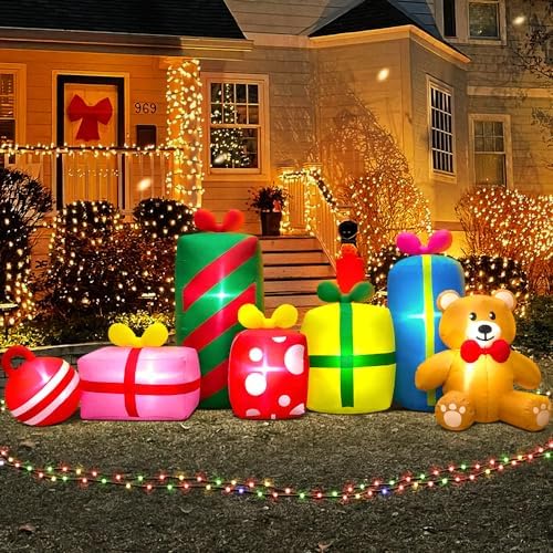 10FT Giant Christmas Inflatables Outdoor Decorations Gift Box Blow up Yard