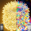 Pooqla 500 LED Color Changing String Lights, 164 ft Warm White to Multicolor Christmas Lights Plug in with Remote, Connectable 11 Modes Waterproof Clear Wire Twinkle Fairy Lights Indoor Outdoor Decor