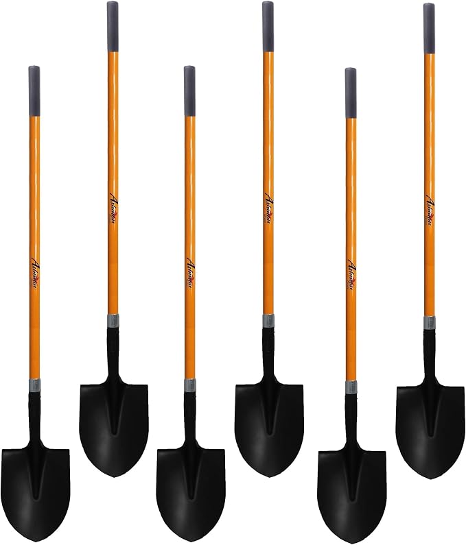 Ashman HeavyDuty Digging Shovel (6 Pack) 47-Inch Lond Handle with Trenching Blade and durable Handle - Ideal for Garden, Landscaping, Construction, Masonry - Perfect for Digging Soil, Dirt, and Gravel