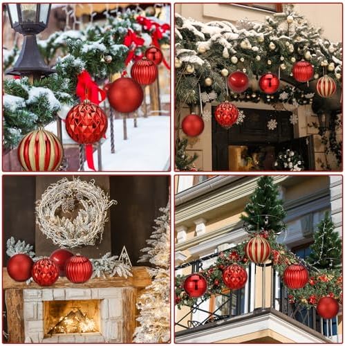 Poen 12 Pcs 6 Inch Elegant Christmas Ball Ornaments Shatterproof