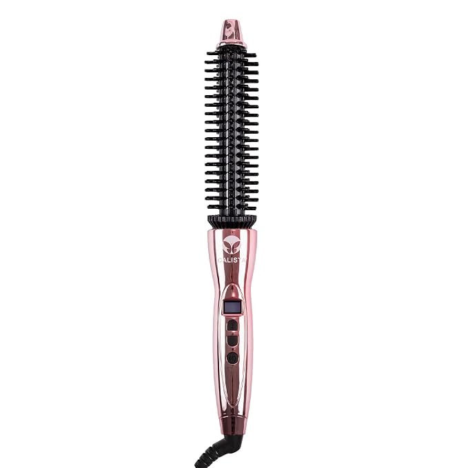 CALISTA Perfecter Pro Heated Round Brush, Lift, Volumize, and Style with No Heat Damage for Healthier Looking Hair, .75" For Short & Curly Styles, Dual Voltage & Adjustable Temp, Rose Gold